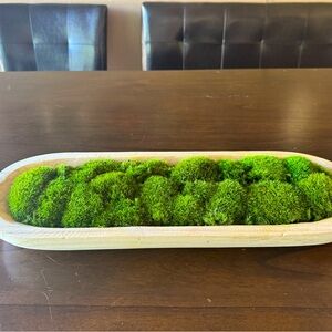 Preserved Moss Centerpiece - light wood 18" dough bowl